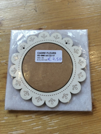 Atelier Bonheur du Jour - Houten kader "Fleurs" (rond ecru/crème)