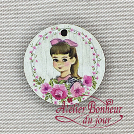 Atelier Bonheur du Jour -  "Médaillon fille rose"