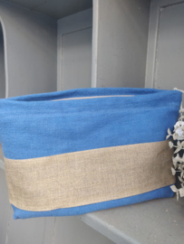 Toilettasje - Blauw (gewassen linnen)