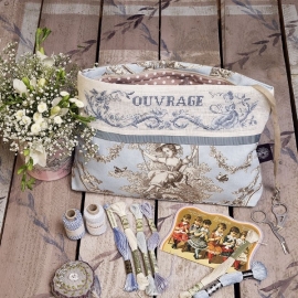 Les Brodeuses Parisiennes - Maxi-trousse Toile de Jouy  - Bleu (lin)