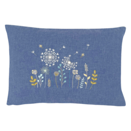 Un chat dans l'aiguille - Coussin rectangulaire - Pissenlits - Bleu (ref. C-09001)