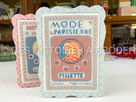 Des Histoires à broder - Carte à boutons Mode Parisienne "Fillette" (grille)