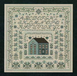 Happiness is HeartMade - "Blue Hollyhock Houses Sampler"