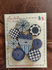 Atelier Bonheur du Jour - "Boutons bleus et coeur patch"