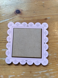 Atelier Bonheur du Jour - Houten kader "Dentelles" (vierkant zachtroze)