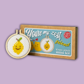 The Crafty Kit Co - Mini Cross stitch kit - "You're my zest friend"