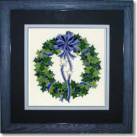 Liebevolle Kreuzstichentwürfe - W-05-96 - Weihnachtskranz (blauw)