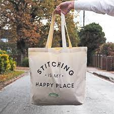 Caterpillar Cross Stitch - Tote Bag - "Happy Place"