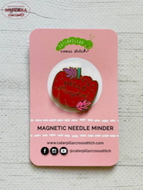 Caterpillar Cross Stitch - Magnetic Needle Minder - "Hello Pumpkin"