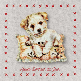 Atelier Bonheur du Jour - "Chien - Nougat sur son coussin"