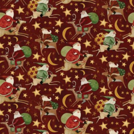 Riley Blake  - Teresa Kogut "Up on the Housetop - Santa Rides Cranberry"