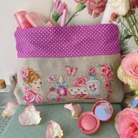 Les brodeuses Parisiennes - Maxi Trousse "Eau de rose" (Lin)
