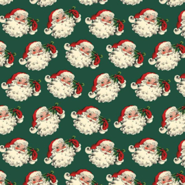 Kerststofje - Old Fashioned - "Green Santa" (Riley Blake)