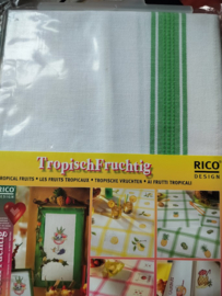 Rico Design - Theedoek "wit met groene rand"