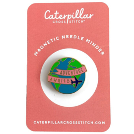 Caterpillar Cross Stitch - Magnetic Needle Minder - "Adventures awaites"