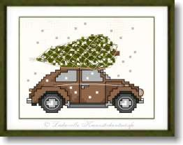 Liebevolle Kreuzstichentwürfe -  "Oldie mit Weihnachtsbaum" (M-590-25)