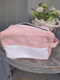 Trousse de toilette - Rose Pâle (lin lavé)