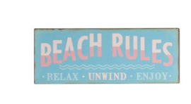Beach rules bord metaal