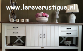 Landelijk wit dressoir / sidetable 210 cm br. x 55 cm d. x 75 cm hg. XR