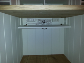 Landelijke Secretaire / Bureau / Home-Office WIT met blank eiken blad 190 cm breed x 227 cm hoog PRIJS OP AANVRAAG