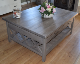 Eiken salontafel in de kleur Ash Grey 130 x 100 x 55 cm XR