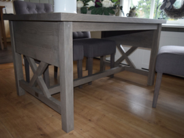 Landelijke eiken eettafel Ash Grey 140 x 90 x 76 cm h XR