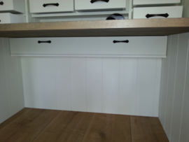 Landelijke witte Secretaire / Bureau / Home-Office met blad in de kleur Taupe 240 cm breed x 200 cm hoog PRIJS OP AANVRAAG