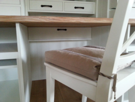 Landelijke Secretaire / Bureau / Home-Office WIT met blank eiken blad 190 cm breed x 227 cm hoog PRIJS OP AANVRAAG