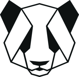 strijkapplicatie panda geometrisch