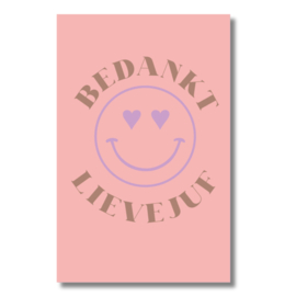 kadokaartje juf - bedankt juf - smiley