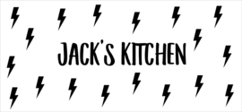 Sticker keukentje achterwand bliksem naam