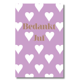 kadokaartje juf - bedankt juf - hart