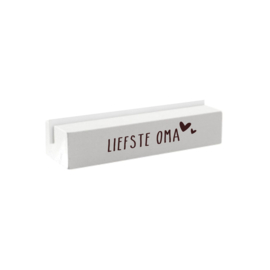 Houten kaartenstandaard  - liefste oma - wit