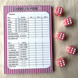 Dobbelblok Streep - met roze dobbelstenen