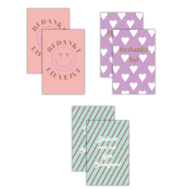 kadokaartjes juf set - 6 stuks