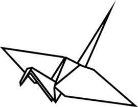 strijkapplicatie origami kraanvogel lijnen