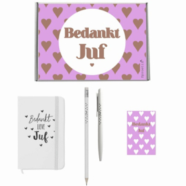 Kadopakket 'bedankt juf' -  harten - wit