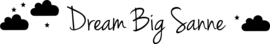 Lakentje Dream big 'naam' wolkjes