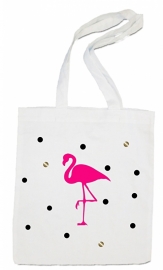 linnen tas - flamingo confetti