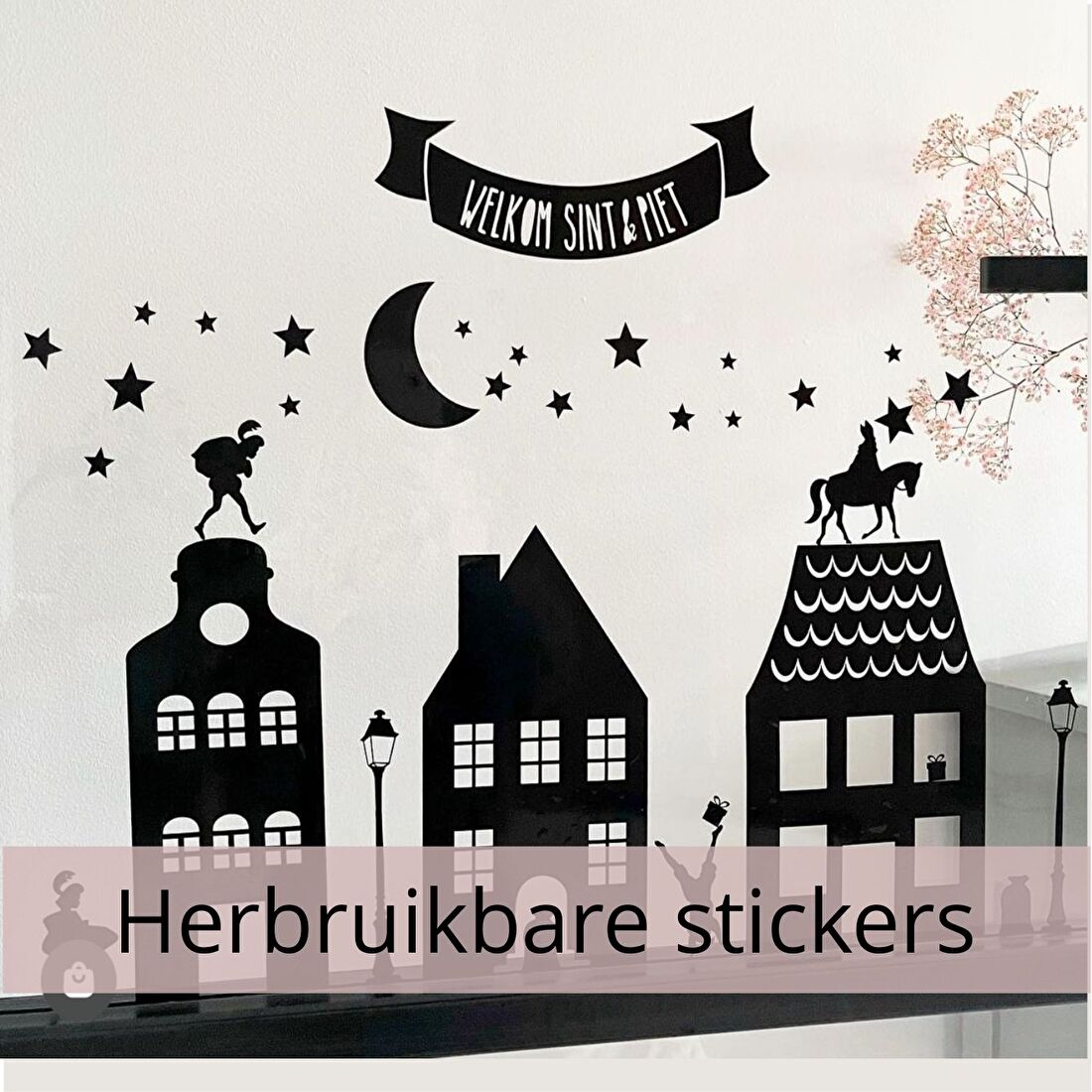herbruikbare stickers huisjes