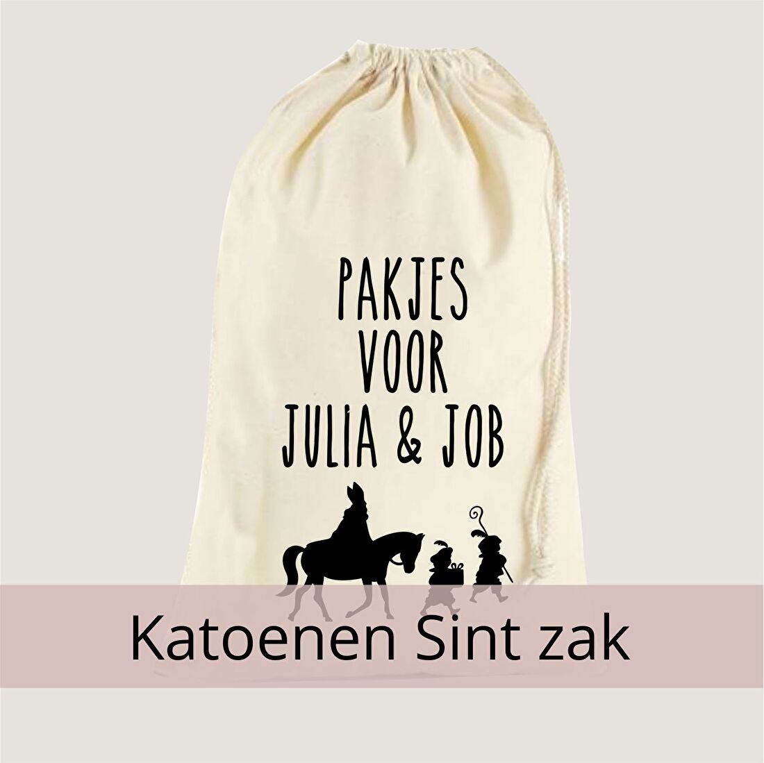 zak sinterklaas katoen wit zwart
