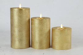 Stompkaars rustiek led goud L Ø 10 cm en 20 cm hoog.