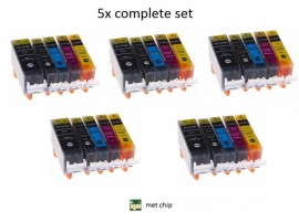 Geschikt Canon Pgi-520 en Cli-521 serie met chip 5x Set van inktpatronenexpress