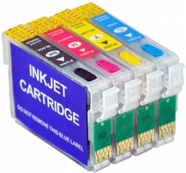 Geschikt Epson T1801 - T1804 / T1811 - T1814 navulbare crtridges set 4 (met ARC chip) van inktpatronenexpress