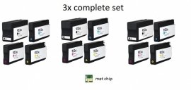 Geschikt HP 932 XL & 933 XL set 4 met chip 3x Set van inktpatronenexpress