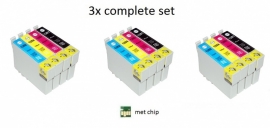 Geschikt Epson T1281 tot T1284 met chip 3x Set van inktpatronenexpress