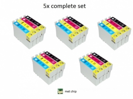 Geschikt Epson T1281 tot T1284 met chip 5x Set van inktpatronenexpress