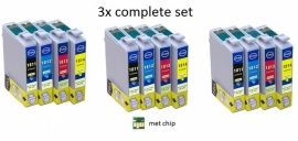 Geschikt Epson 18XL  T1811 tot T1814 XL serie met chip 3x Set  van inktpatronenexpress