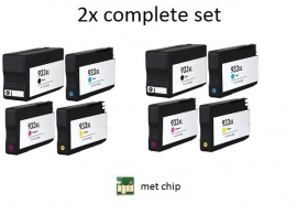 Geschikt HP 932 XL & 933 XL set 4 met chip 2x Set van inktpatronenexpress