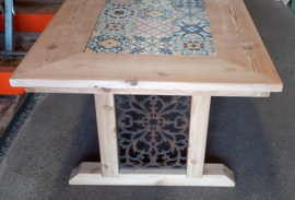 Nu Te Koop:  (tuin) Tafel cederhout met Keramische Patroontegels